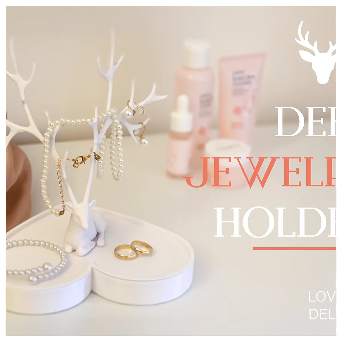 Deer Jewelry Holder Box Elegant Small Stand Delicate Display Antler Decor Animal Figurine Desktop Ornament Placement Support