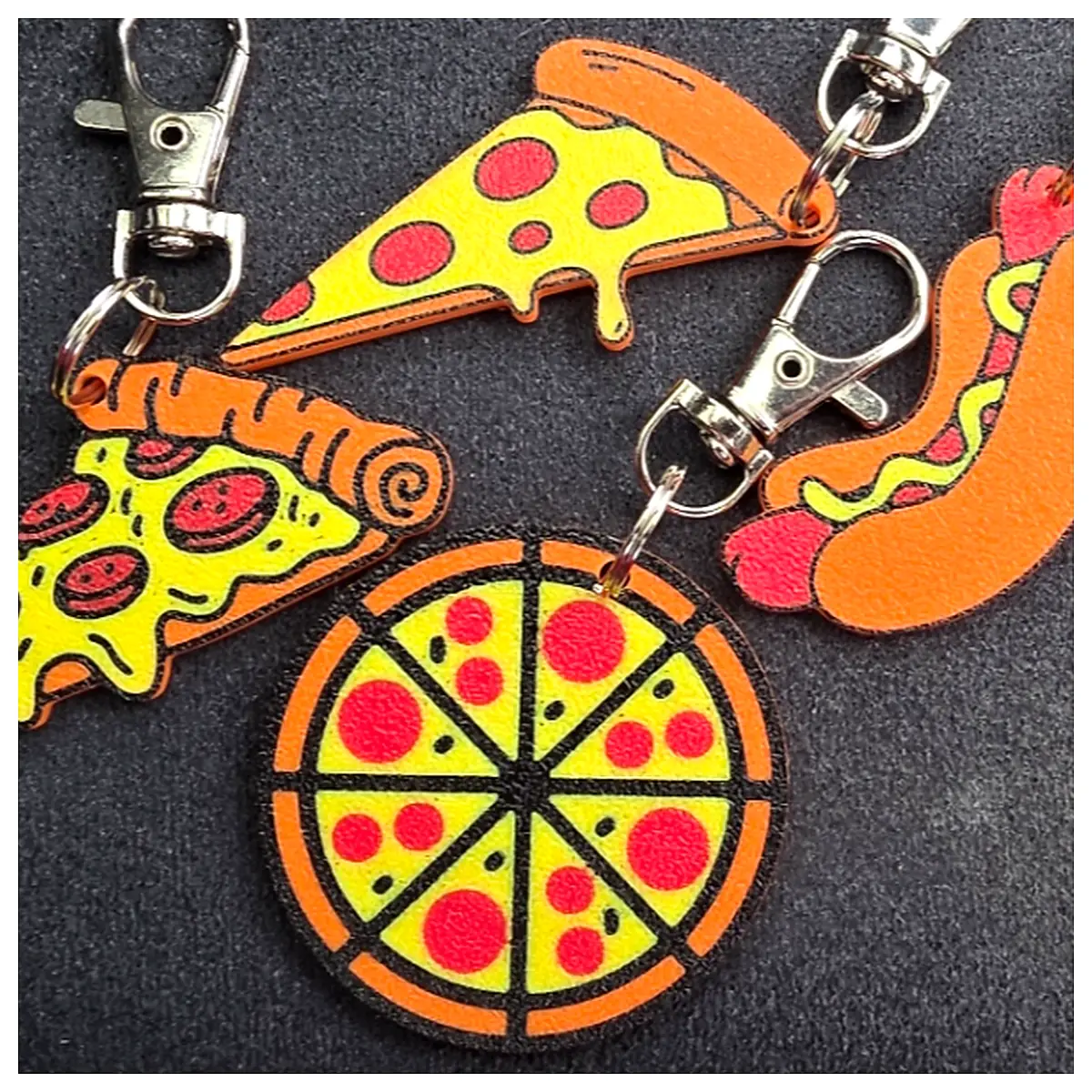 Pizza Hotdog Egg Bacon Keychains Food Charms Car Accessories Keyring Replacement Parts Creative Gifts Universal