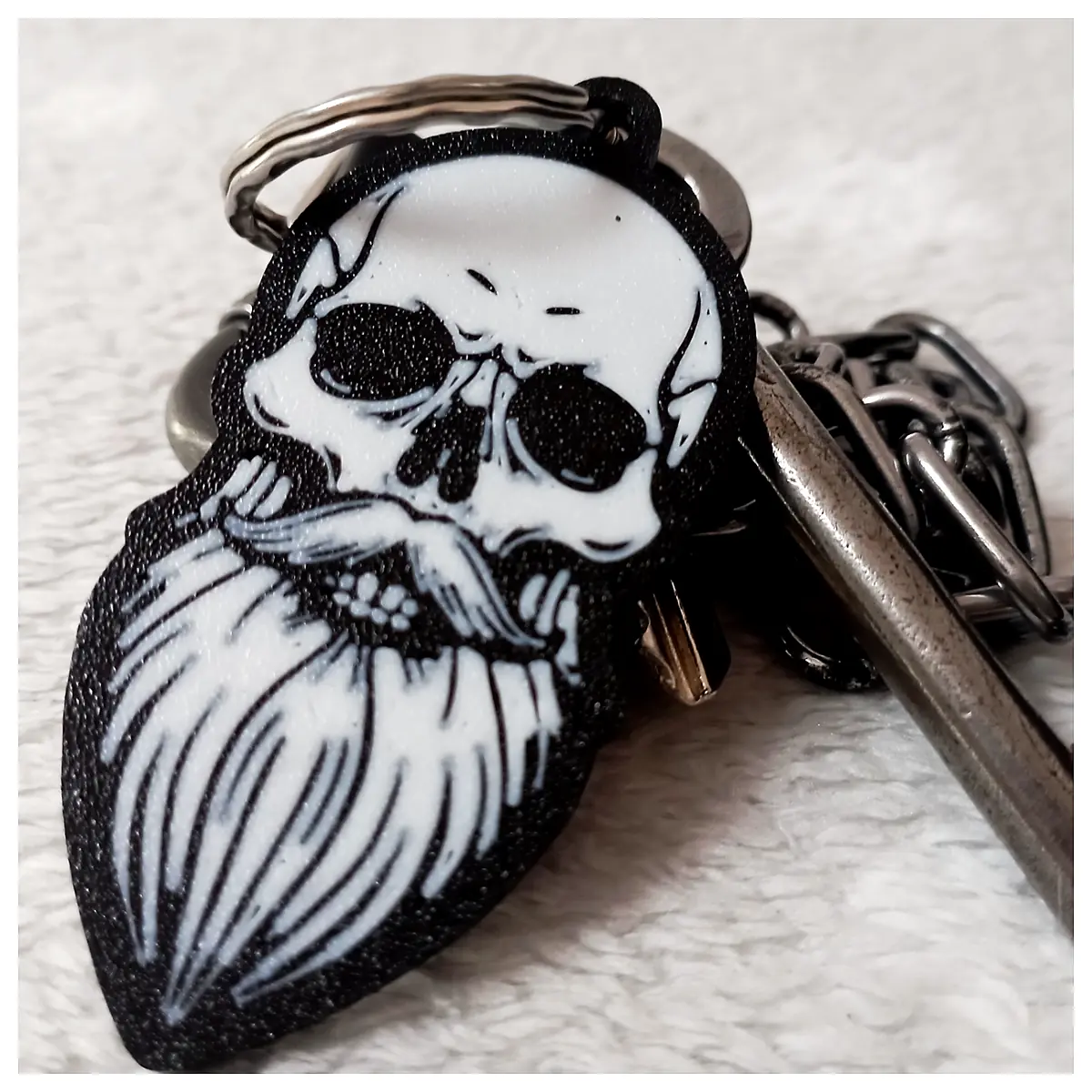 Skull Keychain Bearded Skeleton Accessory Horror Decor Skull Parts Gothic Keyring Car Charm Devil Collectibles Gift