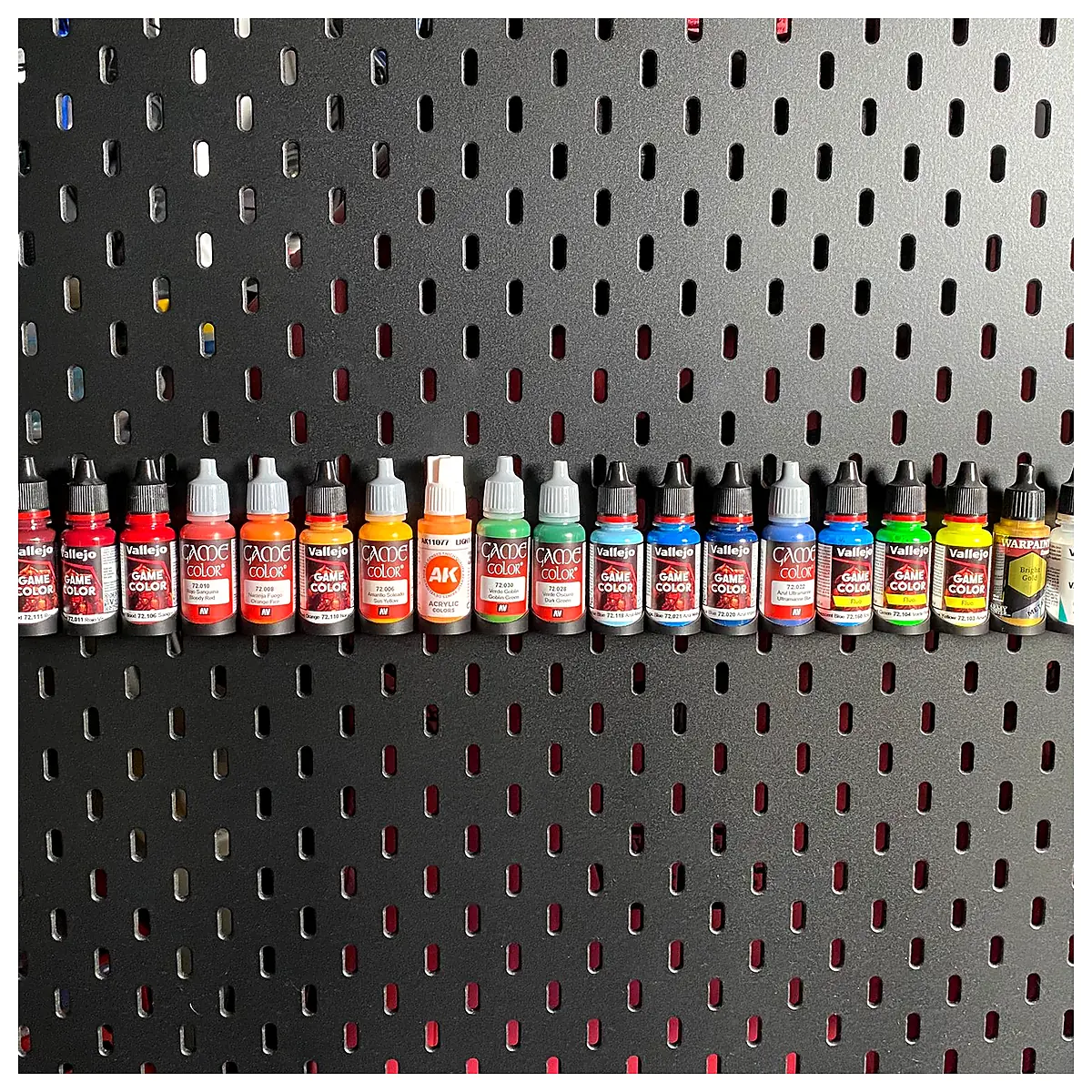 Bottle Rack for Paint Droppers Skadis Full Rows Display Stand Organizer Art Supplies Mixing Rack Wall Mounted