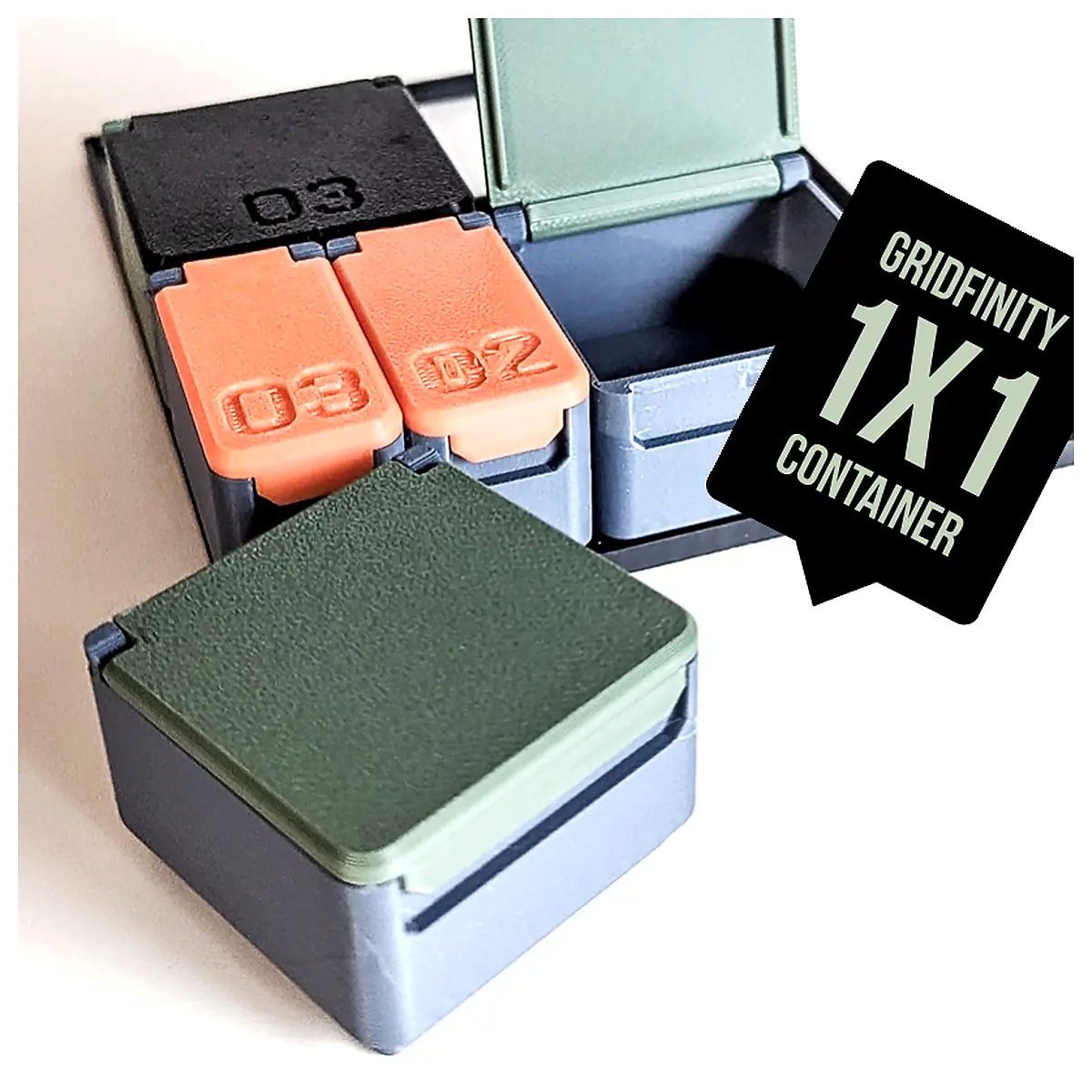 1x1 Gridfinity Compatible Mini Container Parts Repair Tools Storage Organizer