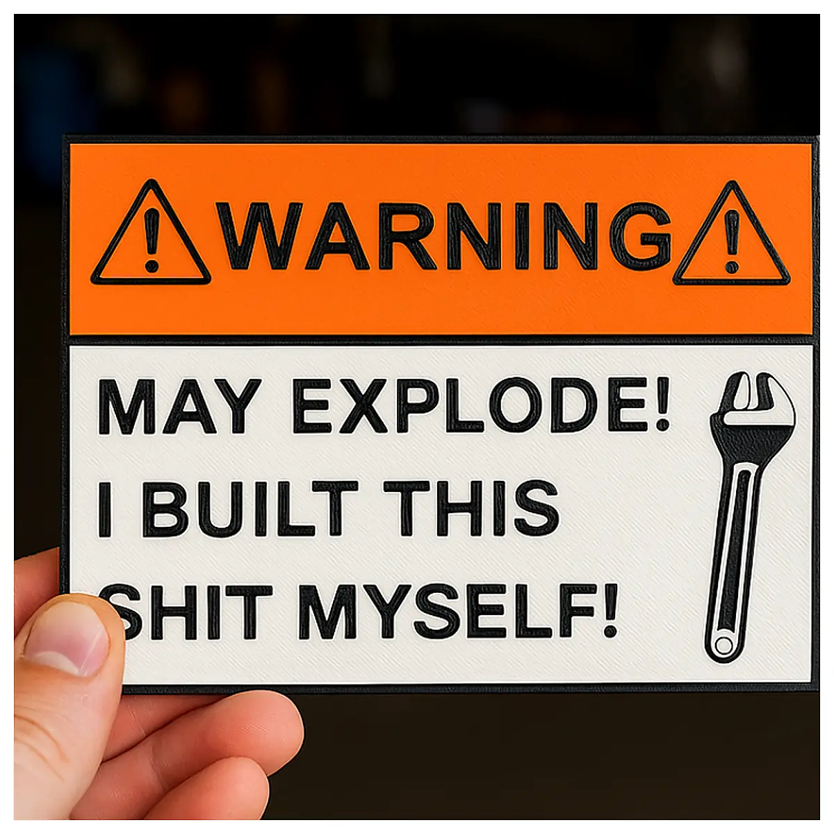 Warning Sign I Built This Myself May Explode DIY Humor Sign Funny Decor Gag Gift Creative Warning Label Joke Alert