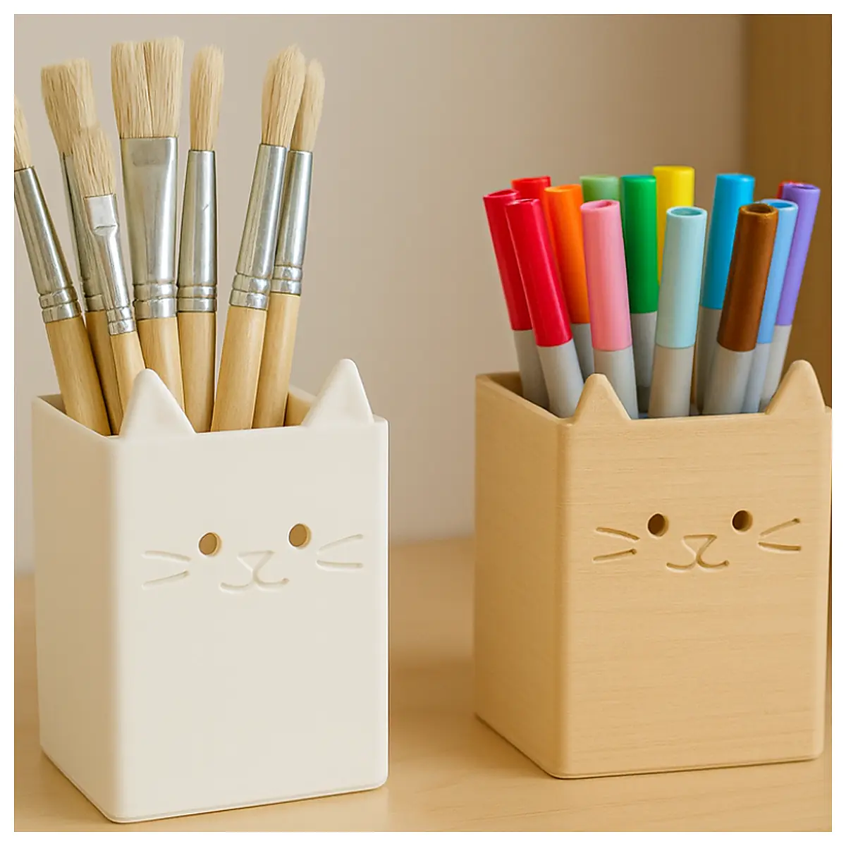 Large Capacity Cat Shaped Pen Holder Multi Functional Storage Pencil Case Office School Supplies Creative Gift