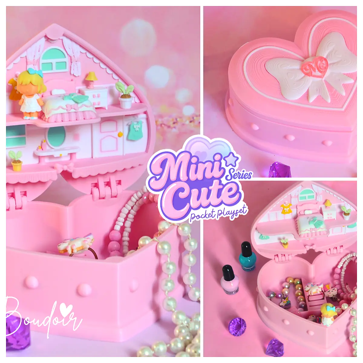 Jewelry Box Playset Girls Toy Set Dressing Table Accessory Jewelry Box Doll Accessory Toy Parts