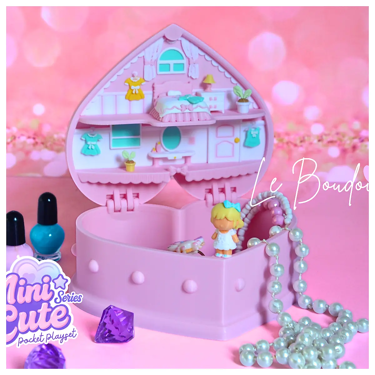Jewelry Box Playset Girls Toy Set Dressing Table Accessory Jewelry Box Doll Accessory Toy Parts