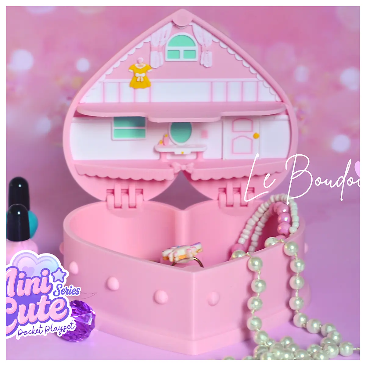 Jewelry Box Playset Girls Toy Set Dressing Table Accessory Jewelry Box Doll Accessory Toy Parts