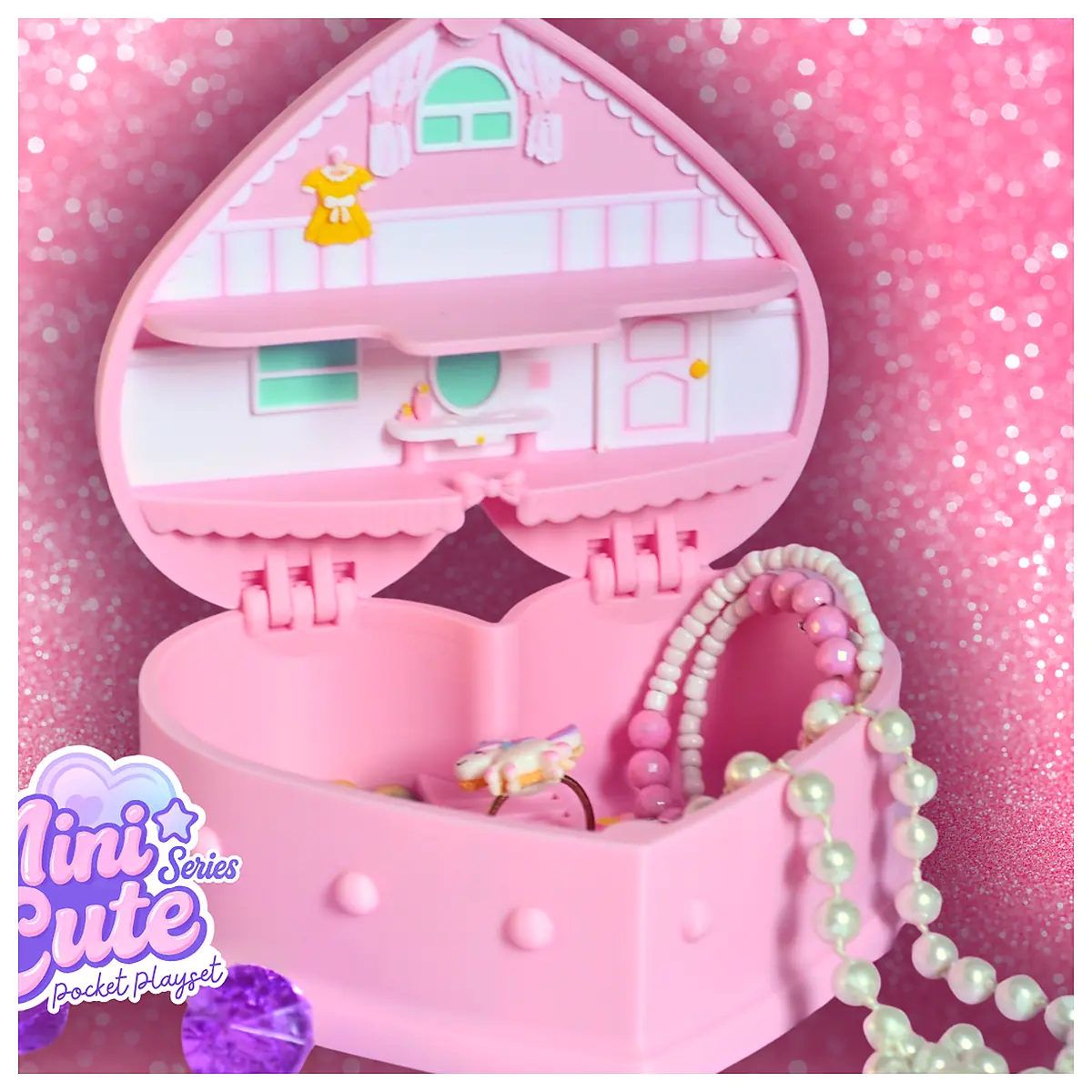 Jewelry Box Playset Girls Toy Set Dressing Table Accessory Jewelry Box Doll Accessory Toy Parts