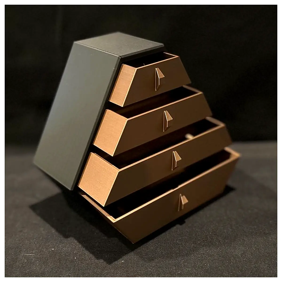 Geometric 4 Drawer Trinket Box Jewelry Storage Universal Compartment Organizer Repair Parts Accessories