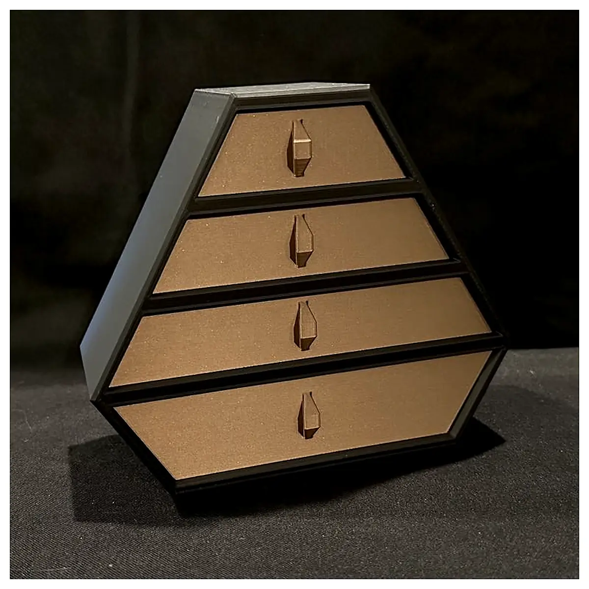 Geometric 4 Drawer Trinket Box Jewelry Storage Universal Compartment Organizer Repair Parts Accessories