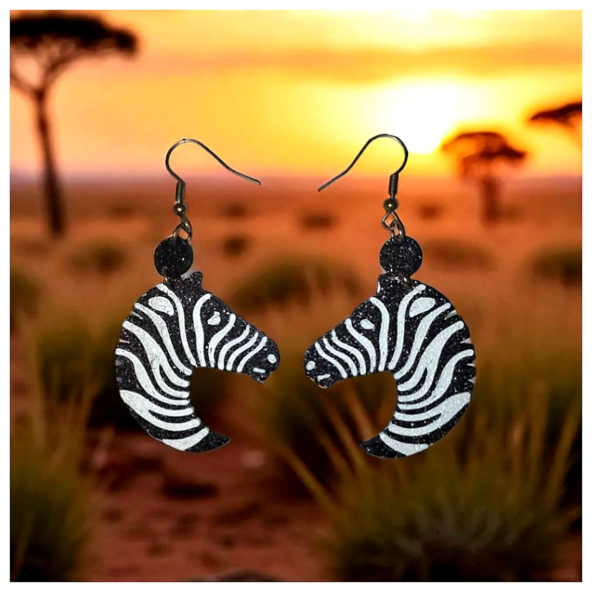 Zebra Earrings Animal Print Black White Decoration Jewelry Wildlife Elegant Accessories