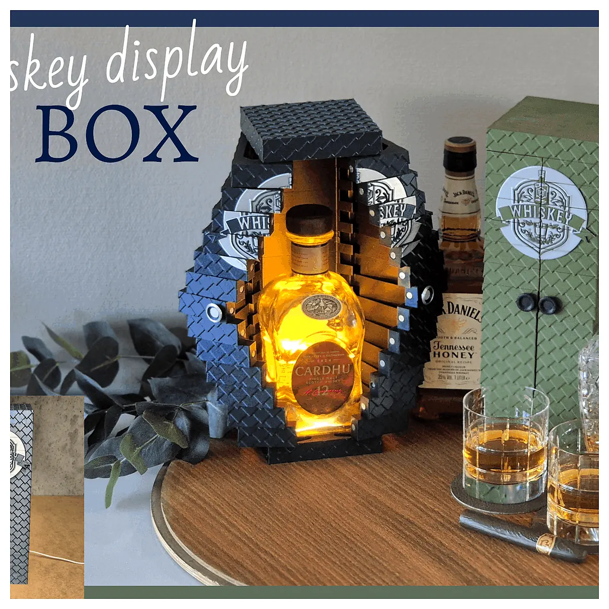 Whiskey Display Box Collection Box Glass Cabinet Whiskey Accessories Storage Display