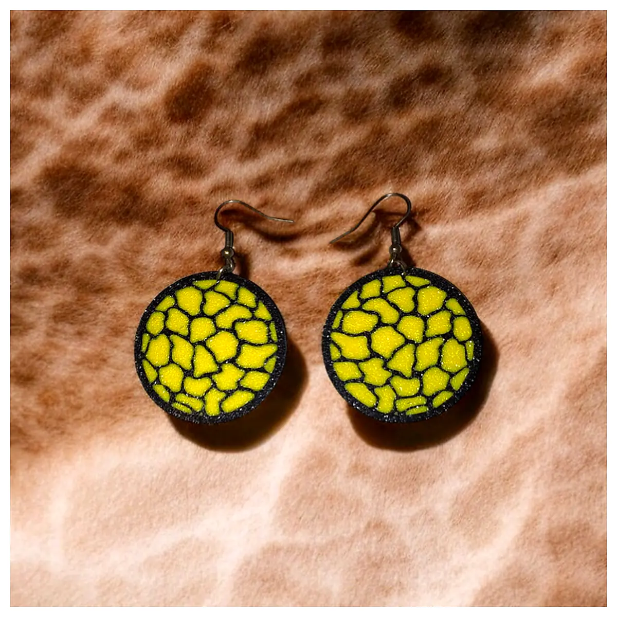 Giraffe Skin Earrings Natural Animal Jewelry Animal Earring Gift Design