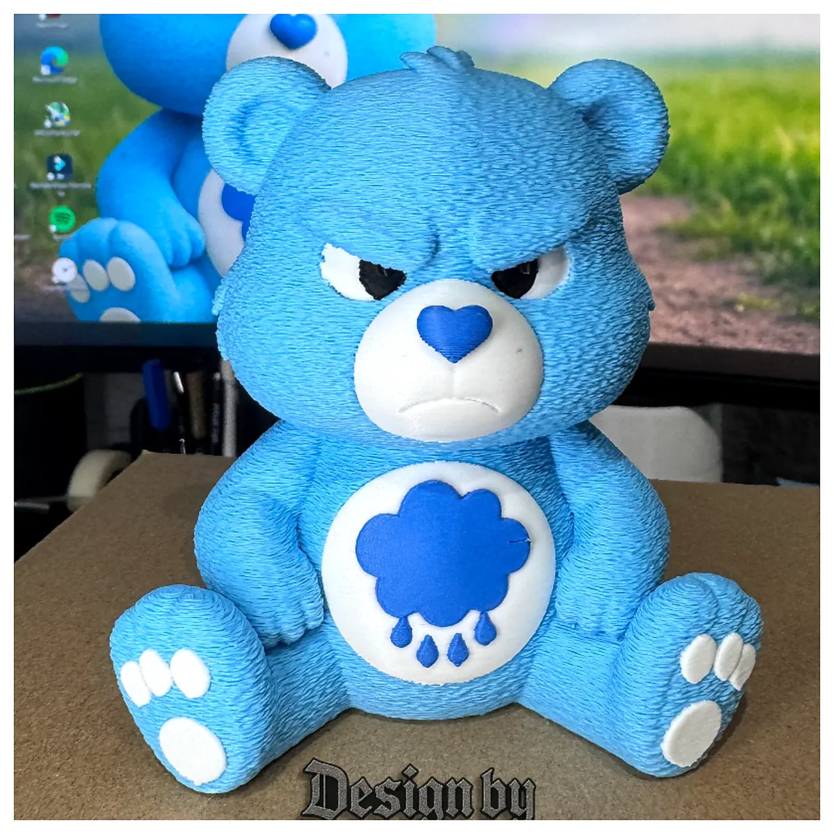 Blue Little Grumpy Bear Plush Toy Cute Bear Cub Gift Kids Teddy Bear