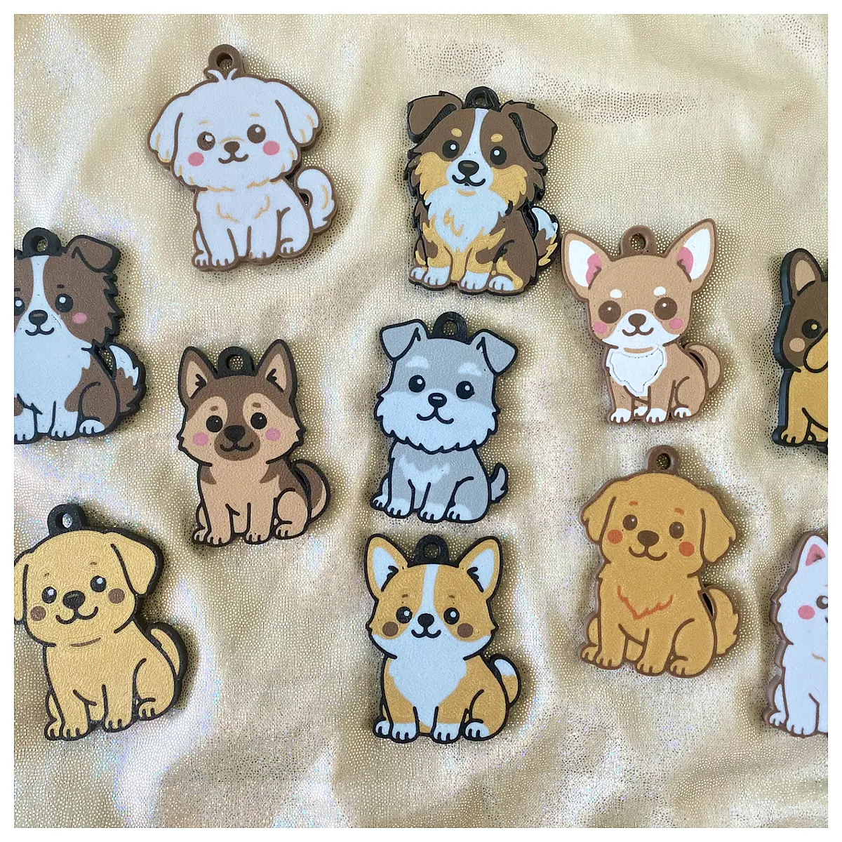Cute Dog Breed Charm Keychain QCraft Pet Memorial Pet Jewelry Dog Collar Accessories Dog Gift Dog Toy