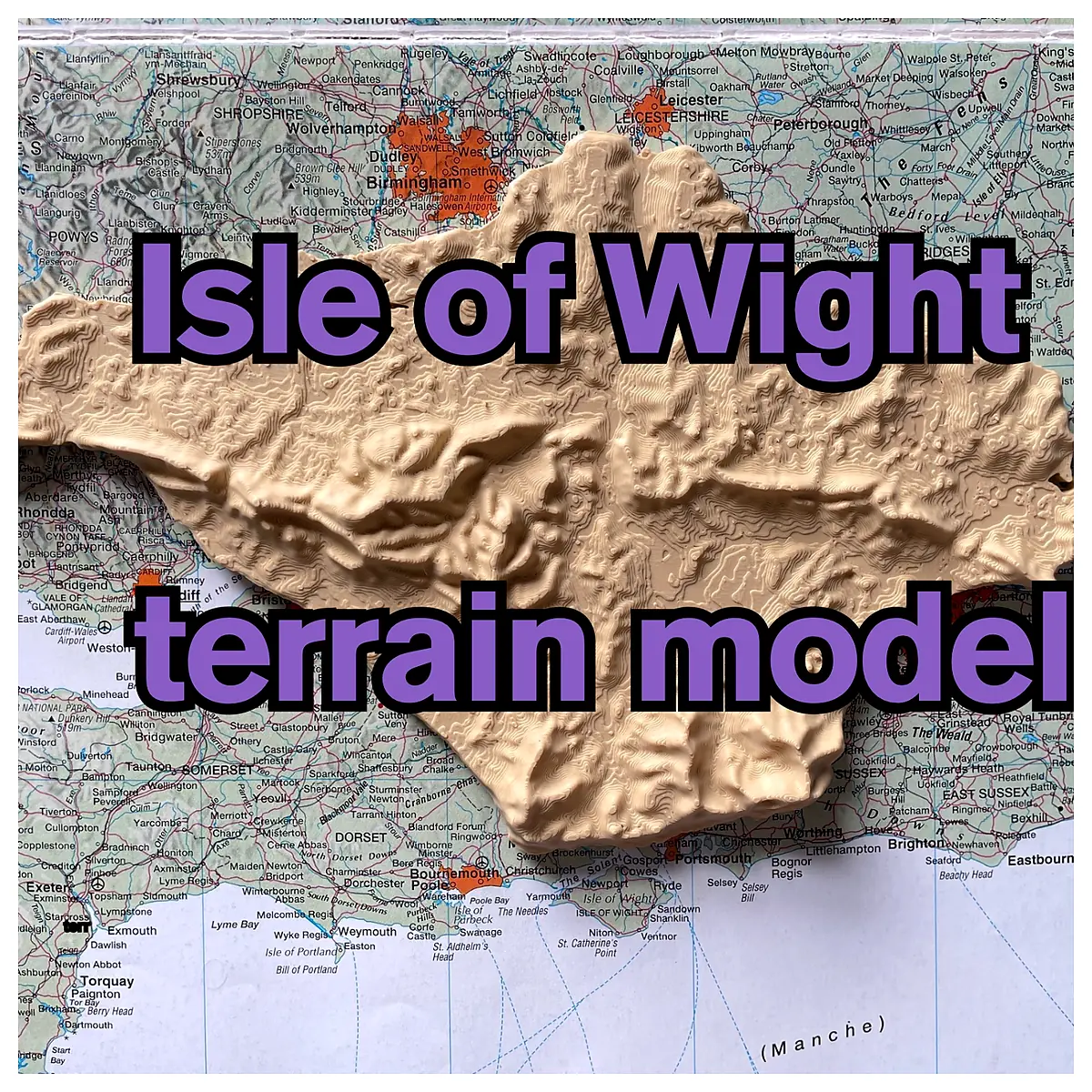 Isle of Wight Terrain Model Desktop Display Travel Souvenir Model Scenic Diorama Collection Map