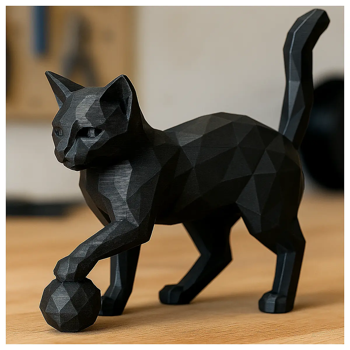 Low Poly Cat Model Toy 3D Printed Desk Decoration Pet Accessories Indoor Game Creative Gift Low Poly Cat Figure