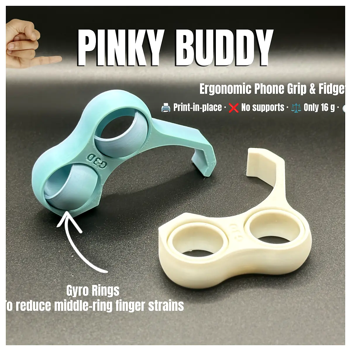Phone Grip Ergonomic Holder Stand Fidget Phone Support Accessory Finger Hold Device