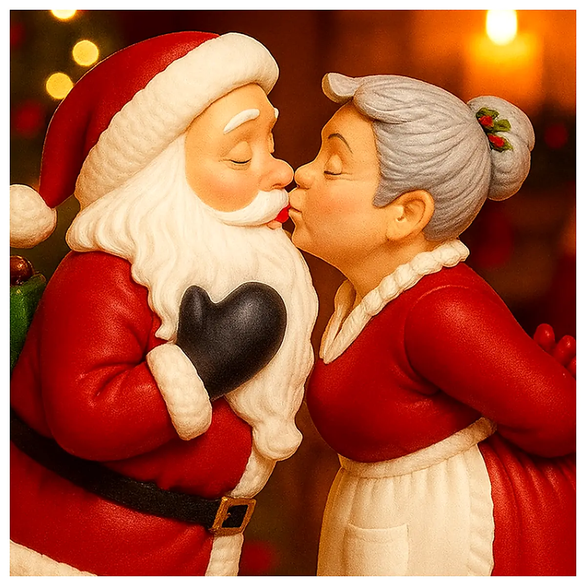 Romantic Kiss Santa Mrs Claus Holiday Love Gift Festive Atmosphere Christmas