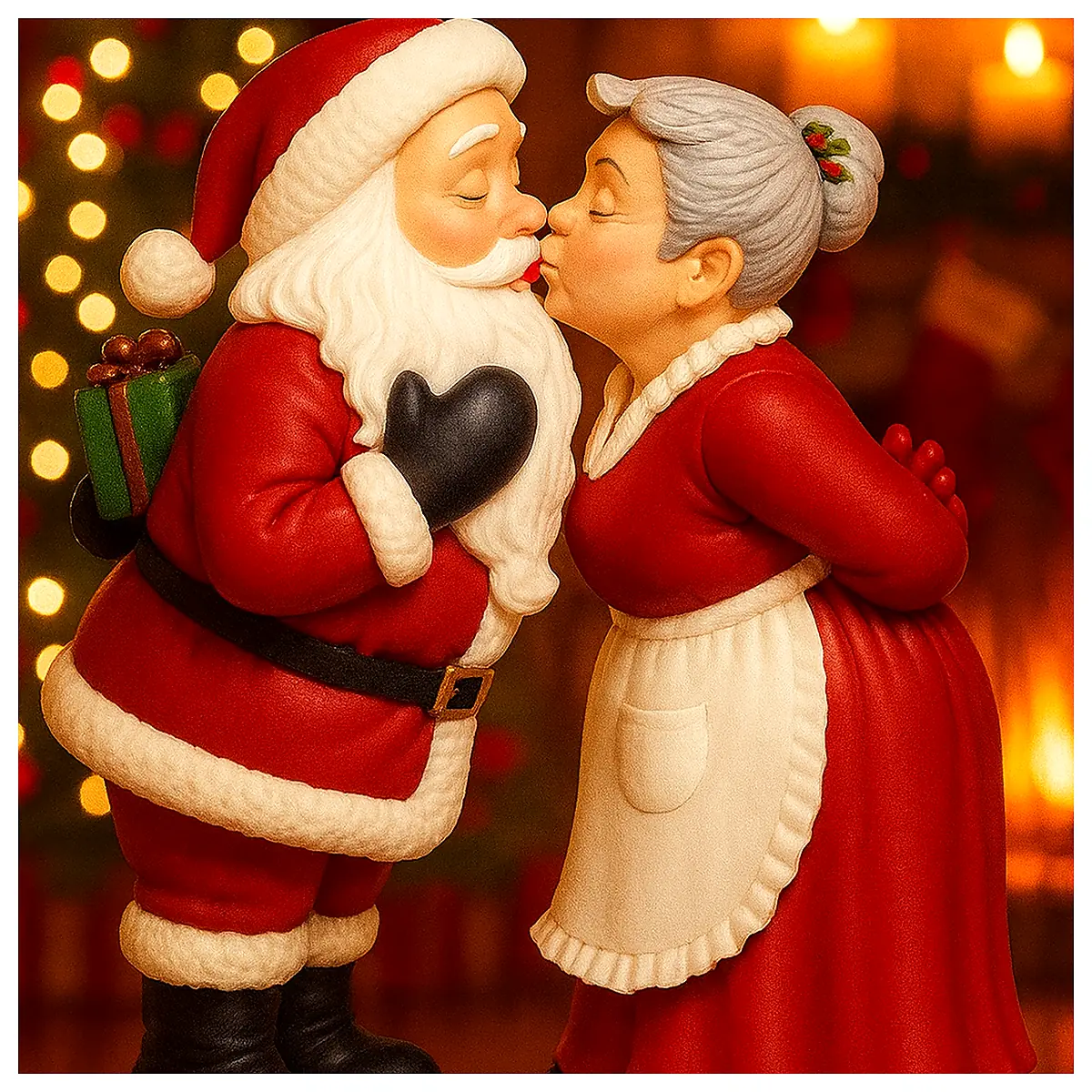 Romantic Kiss Santa Mrs Claus Holiday Love Gift Festive Atmosphere Christmas