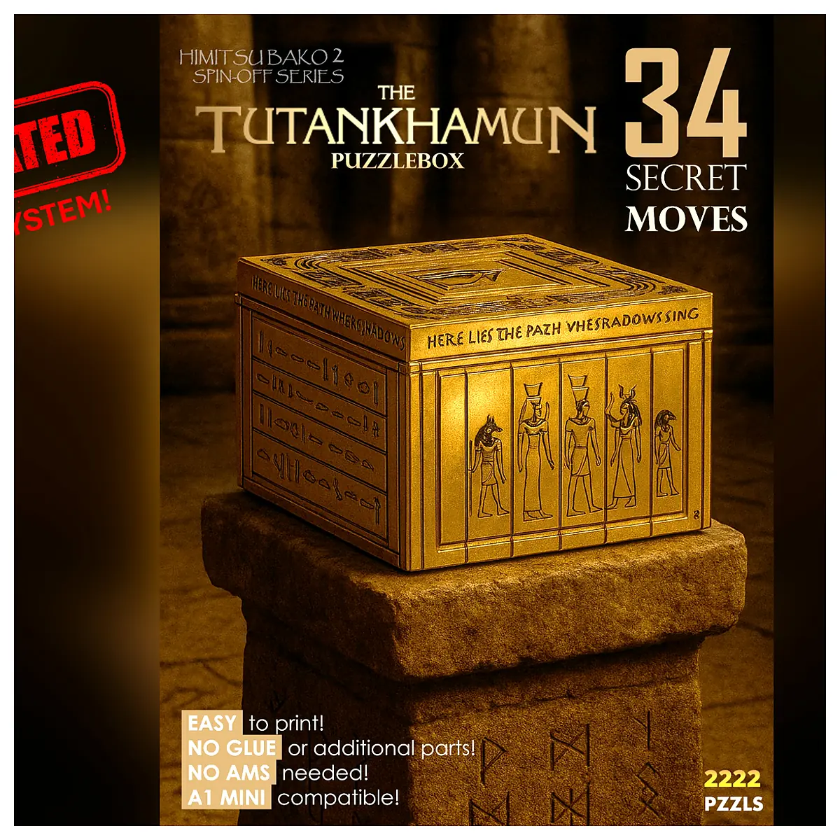 TUTANKHAMUN 34 Piece Puzzle Box Series Mystery Puzzle Toys Brain Teaser Kids Game Challenge