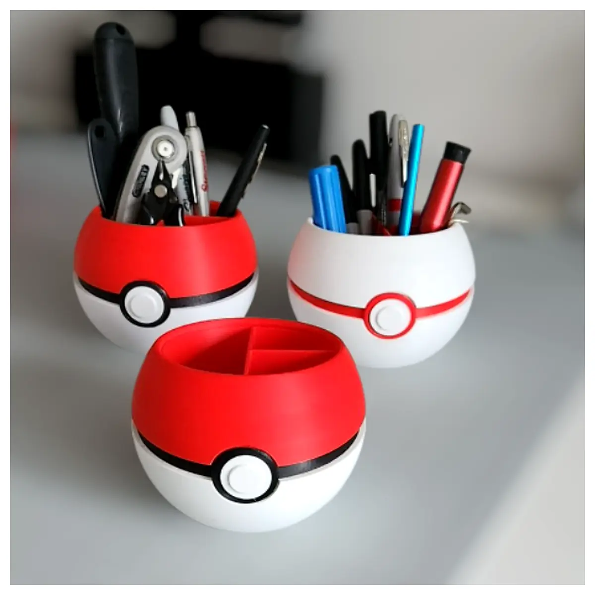 Pokeball Desk Organizer Multi Function Storage Box Office Supplies Holder Parts Accessories
