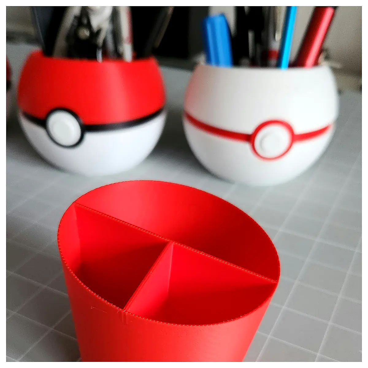 Pokeball Desk Organizer Multi Function Storage Box Office Supplies Holder Parts Accessories