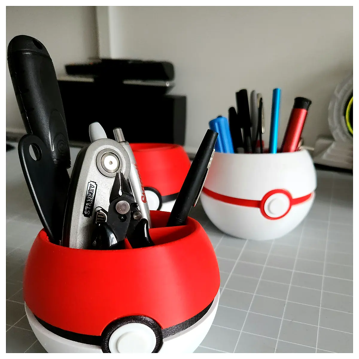 Pokeball Desk Organizer Multi Function Storage Box Office Supplies Holder Parts Accessories