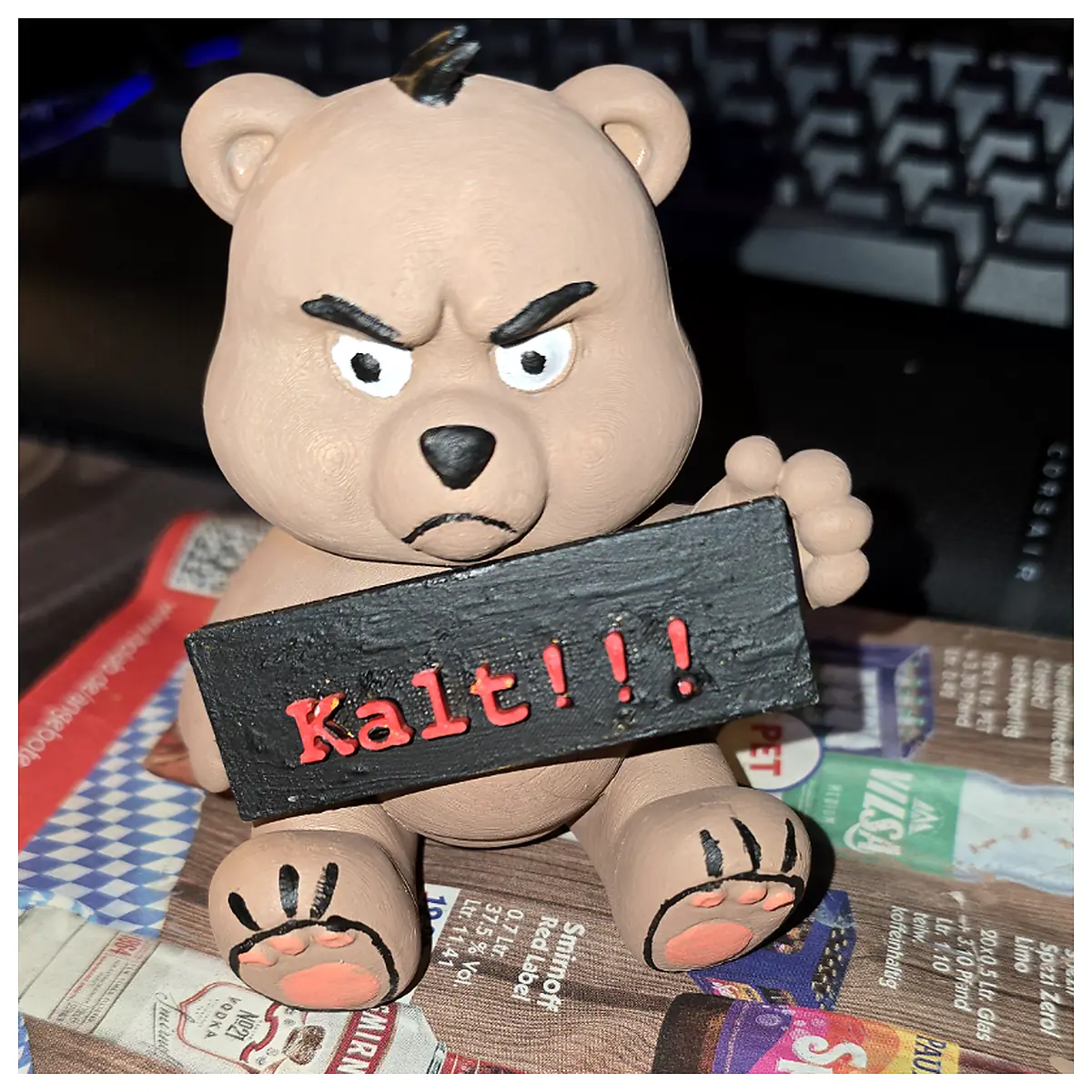 Magnetic Mood Bear PLA Painted Decorative Sign Universal Wall Decor Art Piece Hanging Charms