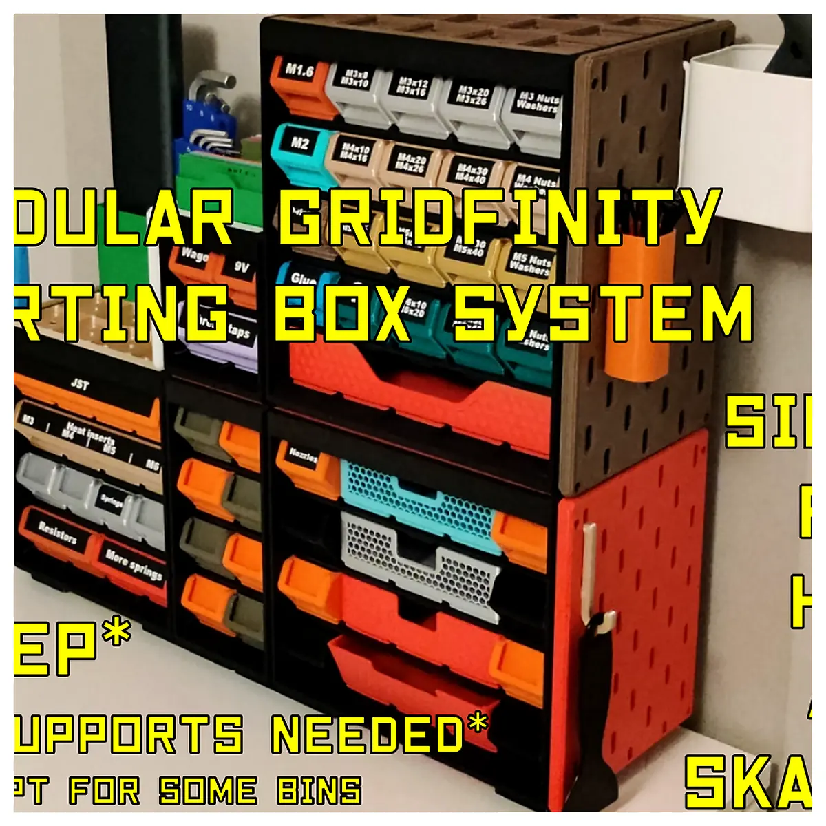 Gridfinity Sorting Box System Universal Modular Compatible HSW SKADIS Parts Storage Boxes