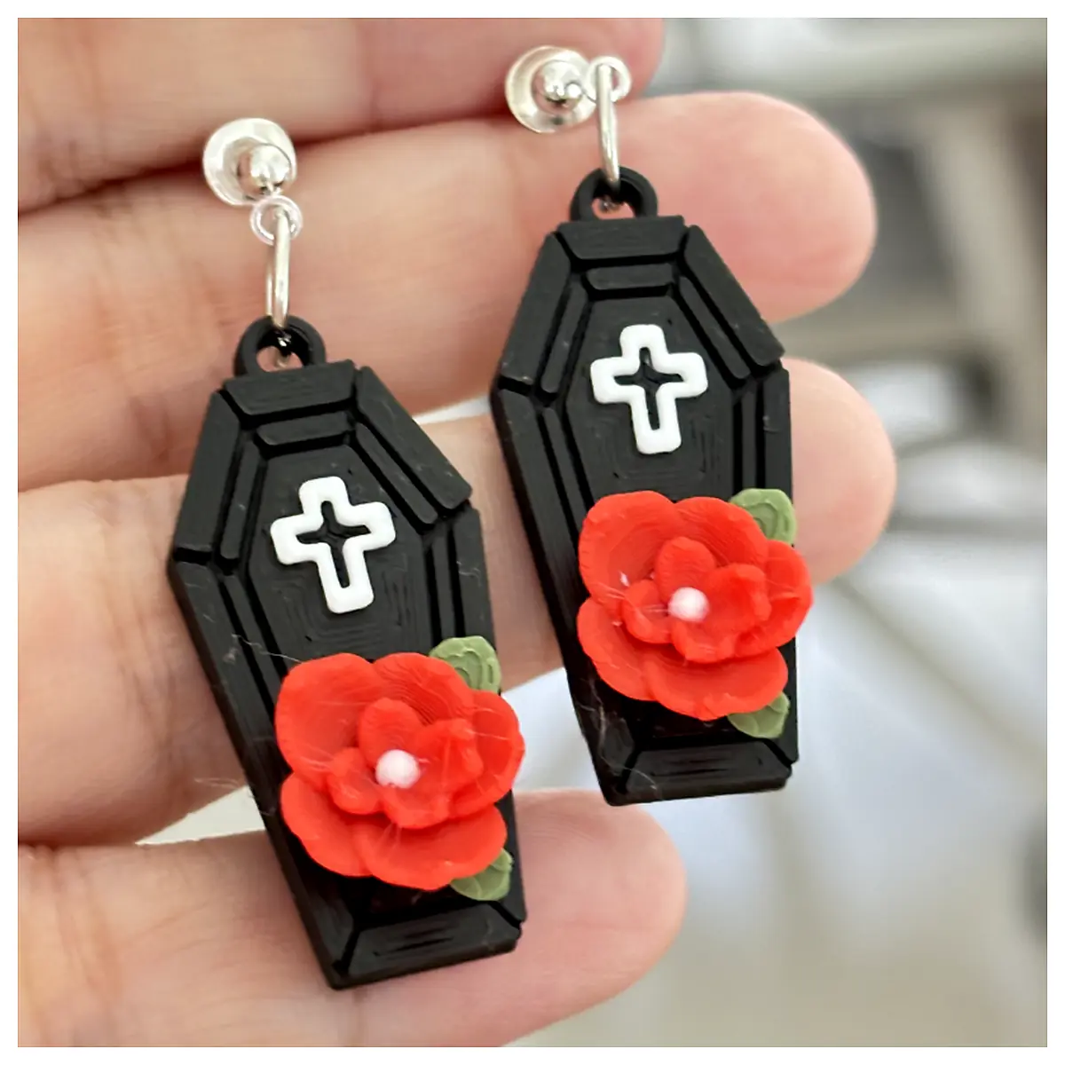 Scarlet Bloom Coffin Earring Jewelry Repair Parts Replacement Elegant