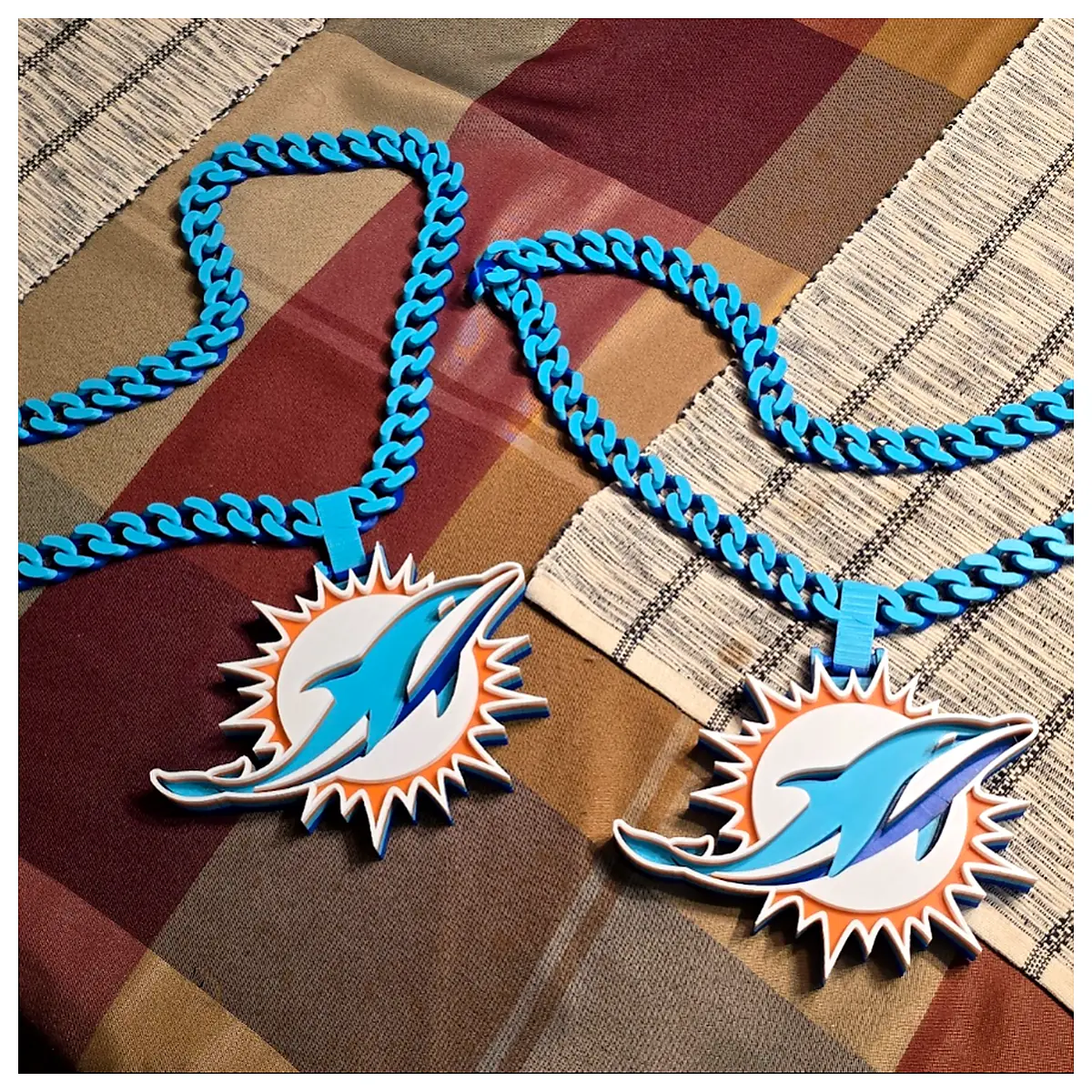 Miami Dolphins Phat Chain Necklace Hip Hop Style Chain Jewelry Hip Hop Chain Pendant Necklace