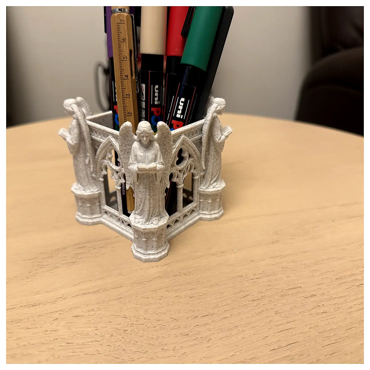 Gothic Cathedral Arch Pen Holder Angels Decorative Writing Accessory Art Supplies Parts Replacement