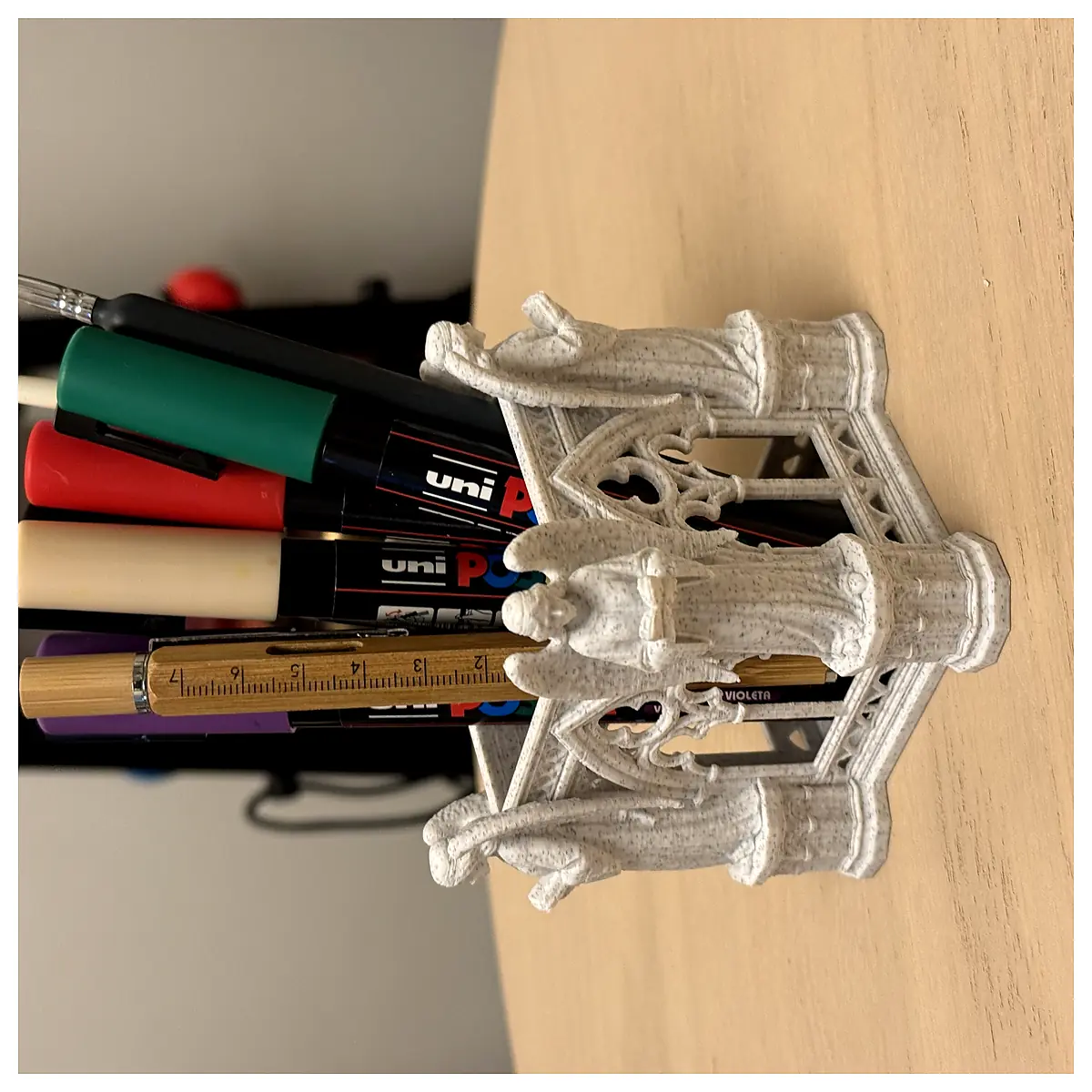 Gothic Cathedral Arch Pen Holder Angels Decorative Writing Accessory Art Supplies Parts Replacement
