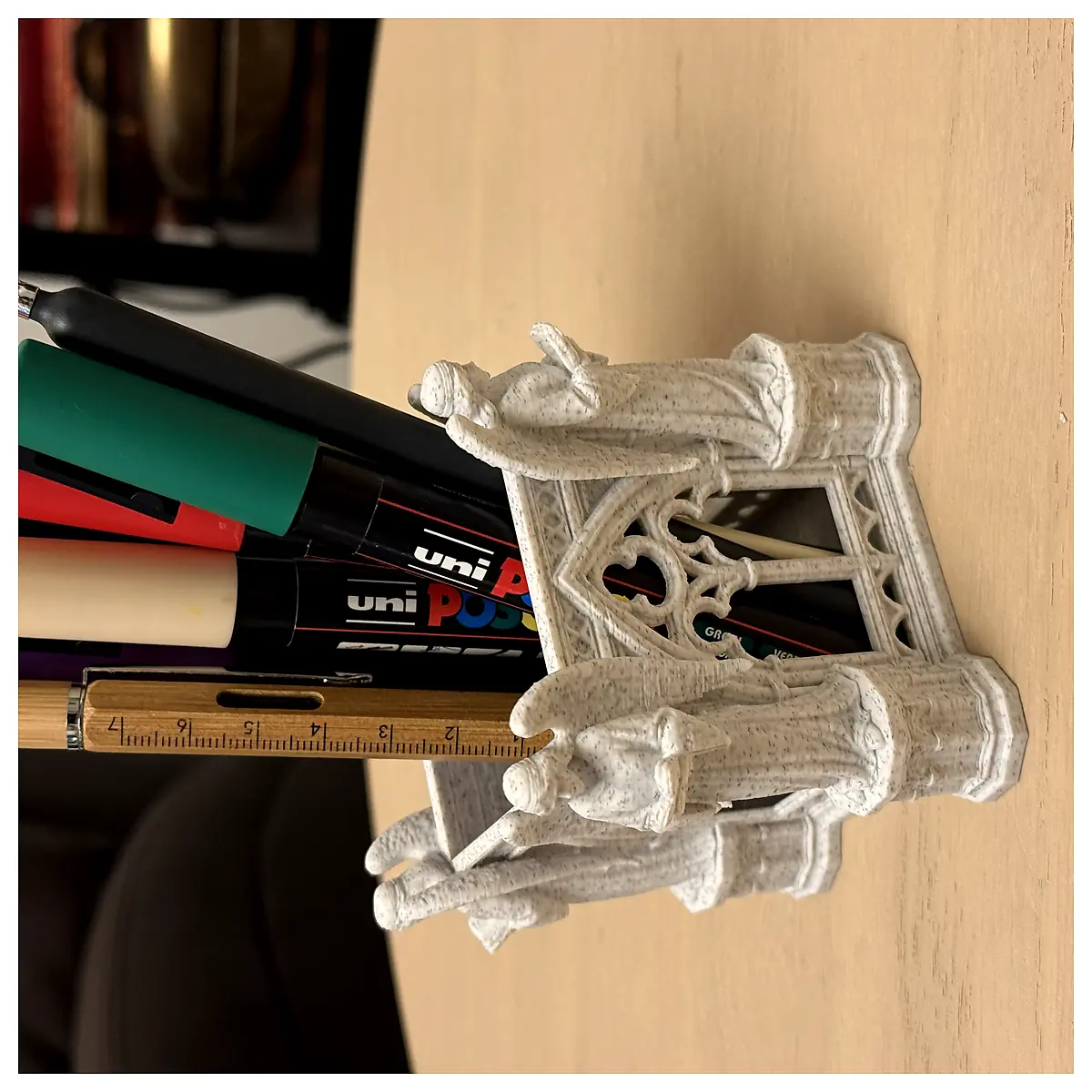 Gothic Cathedral Arch Pen Holder Angels Decorative Writing Accessory Art Supplies Parts Replacement