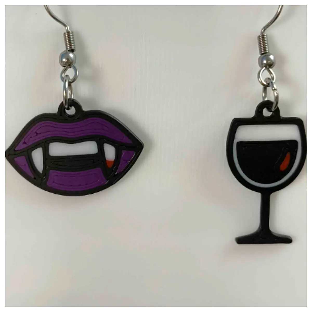 Vampire Earrings Gothic Jewelry Halloween Accessories Black Silver Costume Party Decorations Parts