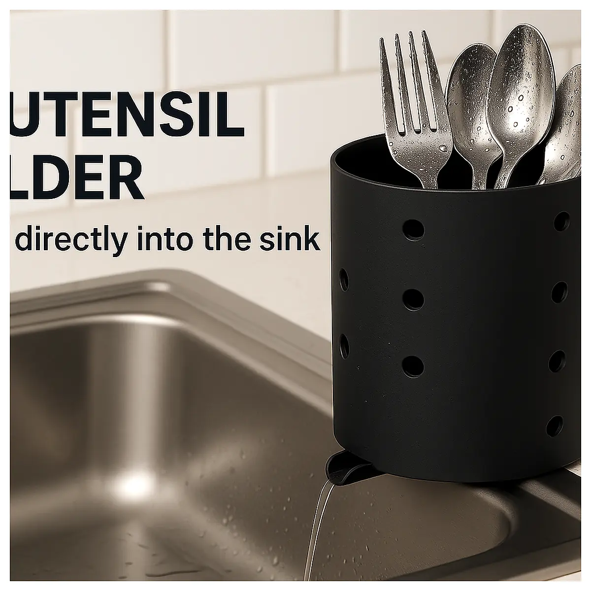 Kitchen Drainer with Integrated Sink Spout Utensil Holder Dish Rack Sink Accessories Easy Practical