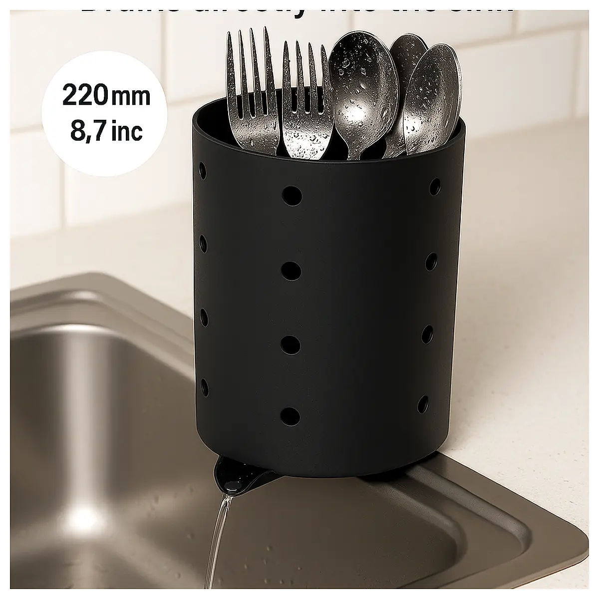 Kitchen Drainer with Integrated Sink Spout Utensil Holder Dish Rack Sink Accessories Easy Practical