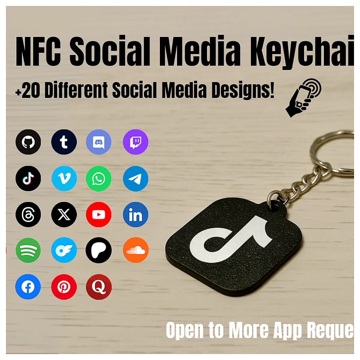 NFC Social Media Keychains Social Apps Compatibility Fast Connection Mobile Accessories NFC Keychains