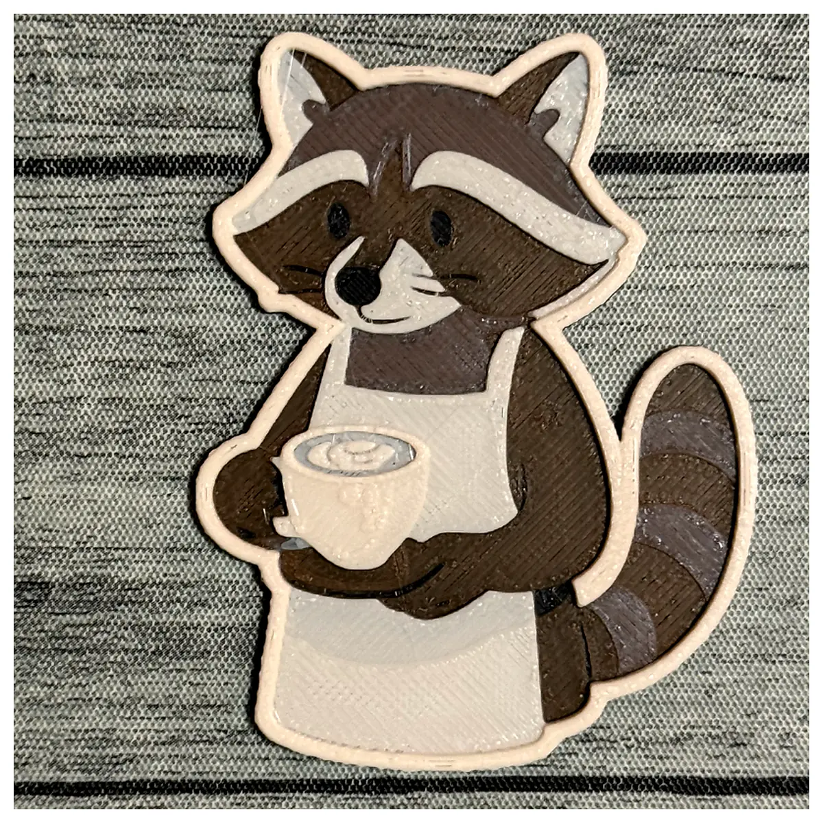 Raccoon Barista Magnet Coffee Cup Decor Kitchen Wall Art Animal Theme Cute Gift Home Decor Accessory