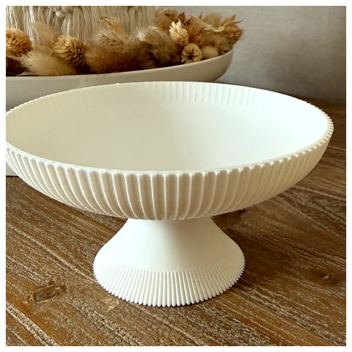 Ribbed Decorative Bowl Fruit Container Storage Basket Home Decor Accent