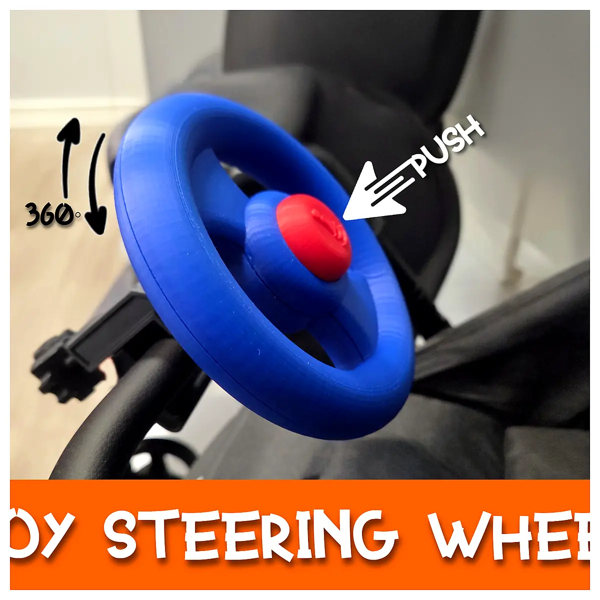 Stroller Steering Wheel Toy Push Cart Parts Kids Ride Control Handle Replacement Steering Wheel Accessories