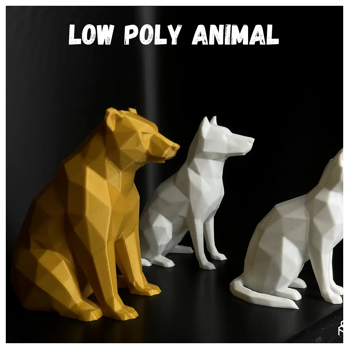 Low Poly Animal Cat Dog Grizzly Bear Figure Animal Sculpture Pet Decor Cute Plush Collectible Animal Toy Home Accent