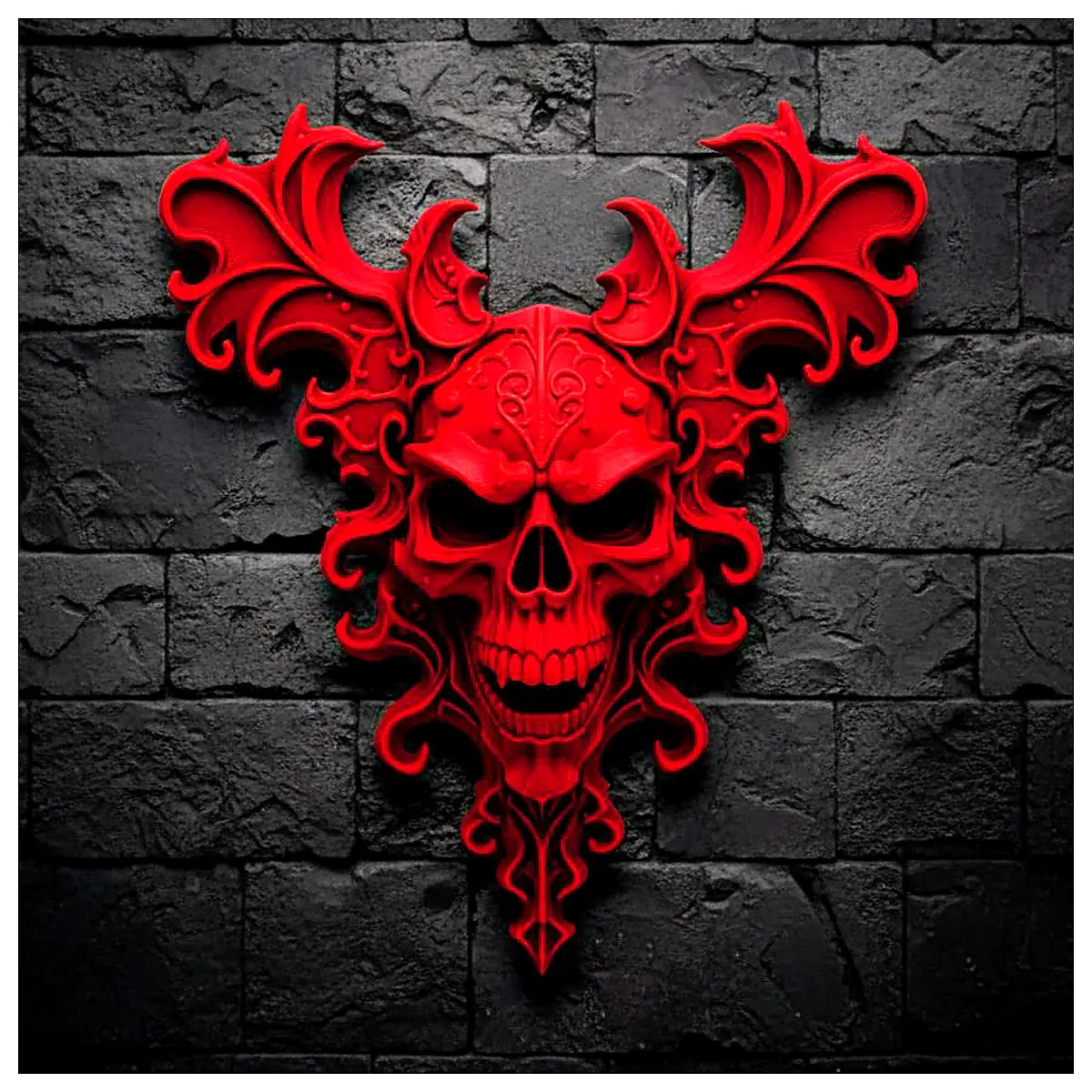 Infernal Skull Bas Relief Gothic Wall Accent Dark Art Horror Decor Skull Ornament Wall Sculpture Gothic Art Piece