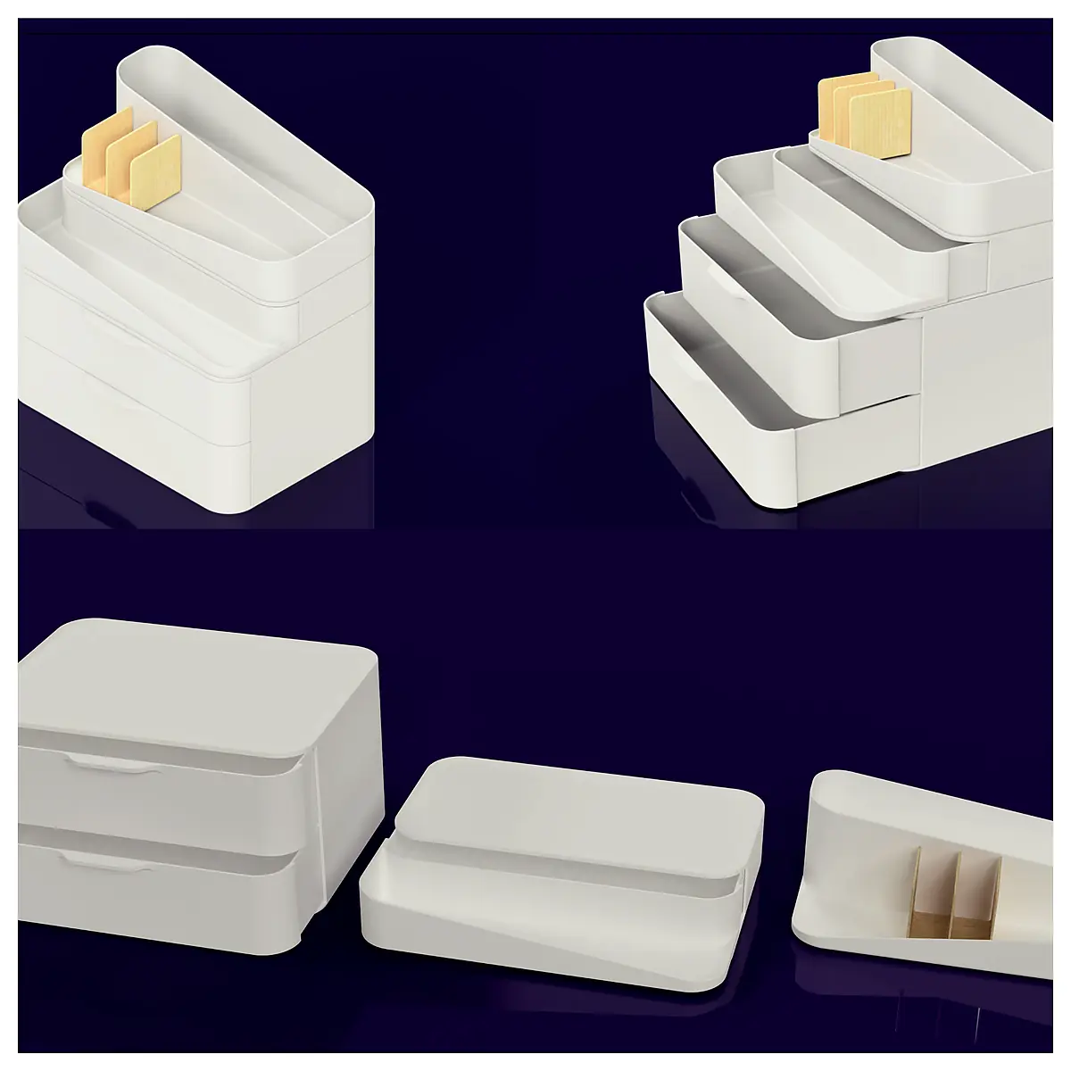 3 Piece Makeup Organizer Scandinavian Style Storage Desk Organizer Multi Compartment Storage