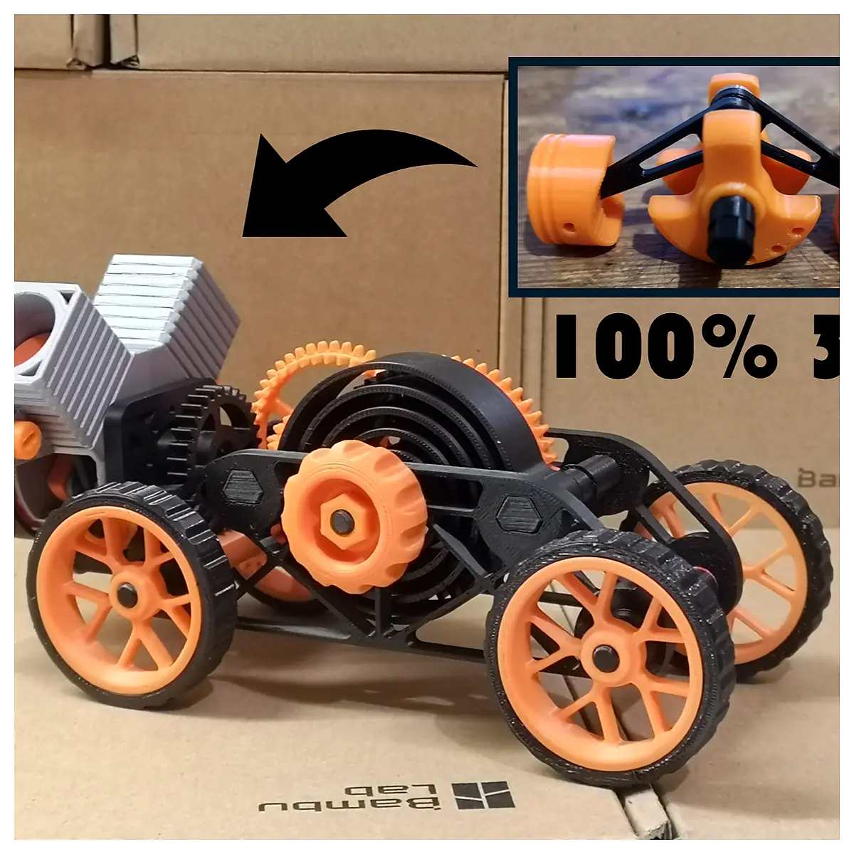 Wind up Car Toy 2 Cylinder Engine Toy Car Parts Gear Toys Motion Toys