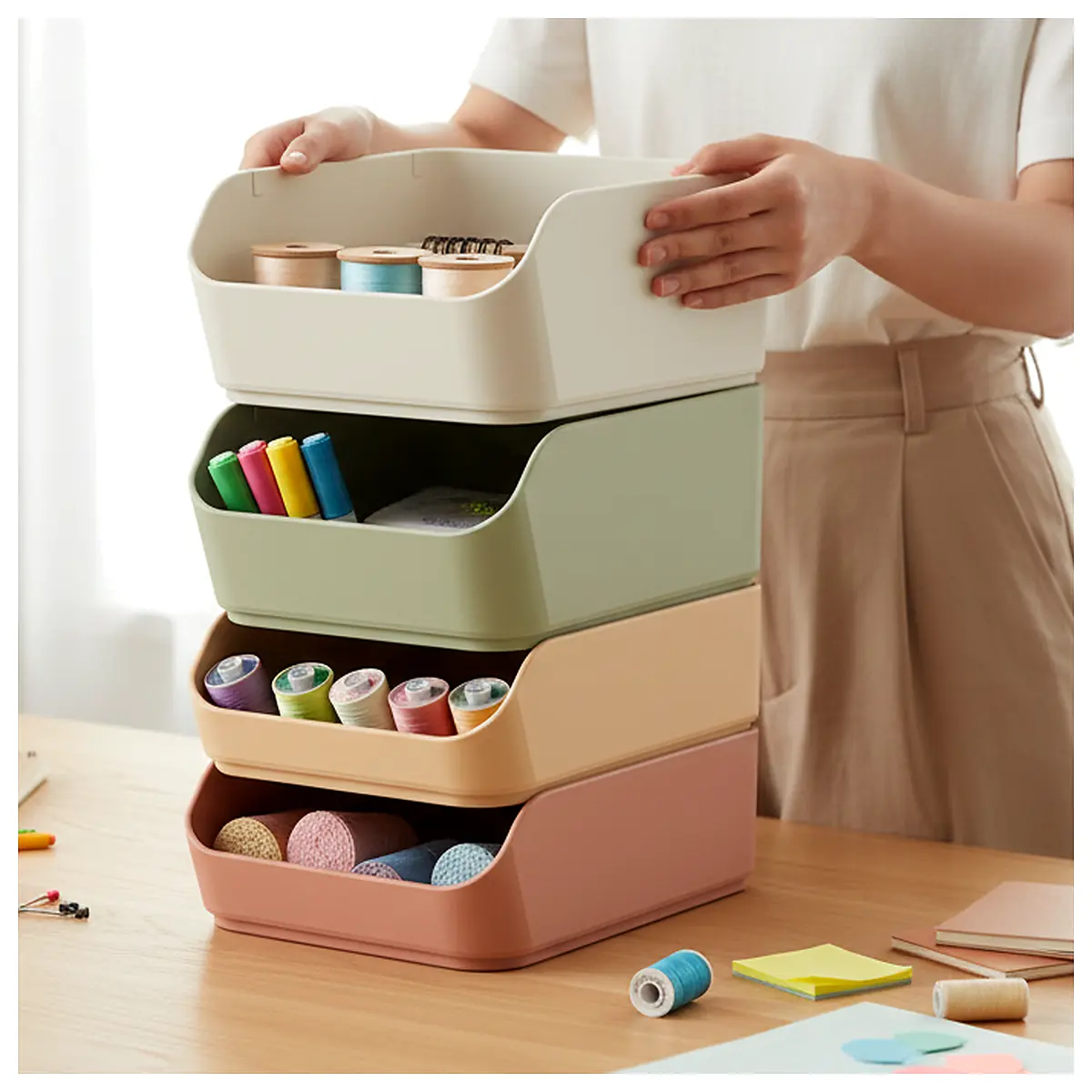 Stackable Storage Bins 3 Tier Set Organizer Storage Solutions Space Saving Maximize Storage