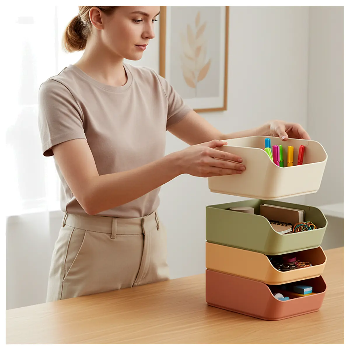 Stackable Storage Bins 3 Tier Set Organizer Storage Solutions Space Saving Maximize Storage
