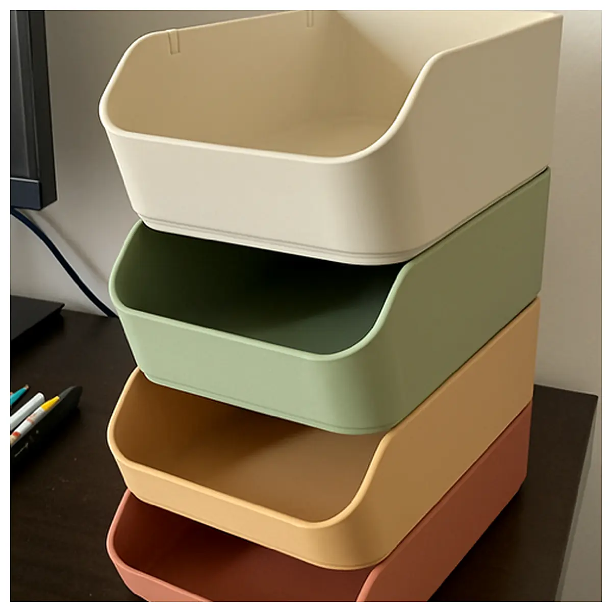 Stackable Storage Bins 3 Tier Set Organizer Storage Solutions Space Saving Maximize Storage