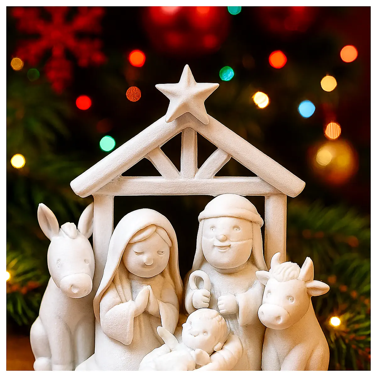 Nativity Scene Cartoon Christmas Decorations Jesus Mary Holy Family Festive Gift Christmas Theme Religious Art