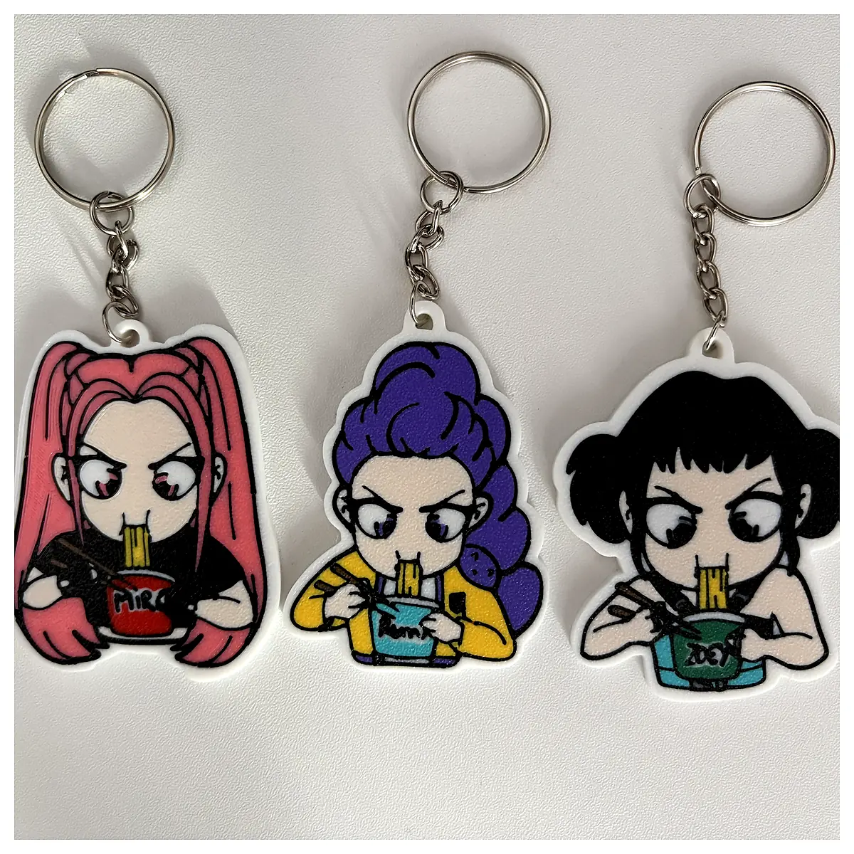 KPop Anime Demon Hunters Ramen Keychains Collectible Charms Food Bowl Keyrings Anime Accessories